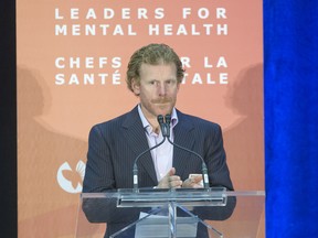 Daniel Alfredsson speaks at a mental health breakfast in 2012.