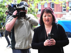 Carol Todd arrives at BC Supreme Court in New Westminster on Monday, June 6, 2022. Aydin Coban pleaded not guilty to five criminal charges related to Carol Todd's daughter, Amanda, who died by suicide in October 2012.