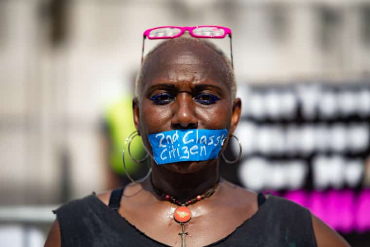 Image: Abortion rights protester Nadine Seiler outside the Supreme Court in Washington on June 24, 2022.