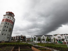 Blatchford Tower and under construction, and completed, homes are seen during the City of Edmonton's celebration of the Blatchford development in Edmonton, on Thursday, June 23, 2022. Photo by Ian Kucerak
