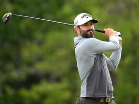 Adam Hadwin of Canada plays his shot from the eighth tee during the third round of the 122nd US Open Championship at The Country Club in Brookline, Massachusetts on Saturday.