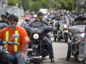 Ride captain and former NHLer, Scott Parker, is seen at the 8th annual Bob Probert Memorial Ride at Thunder Road Harley-Davidson, Sunday, June 24, 2018.
