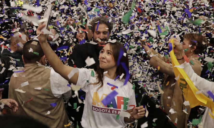 Supporters of Gustavo Petro celebrate his election as Colombia's first left-wing president.