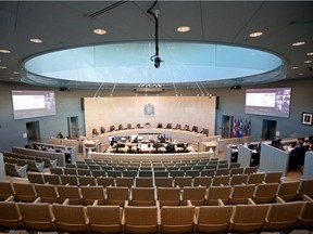 An Edmonton city council meeting on Nov. 1, 2021.