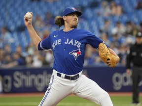 Toronto Blue Jays starter Kevin Gausman (34) pitches to the Boston Red Sox during the first inning at Rogers Center.