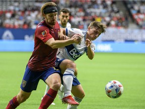 Will the Vancouver Whitecaps have midfielder Ryan Gauld, right, back for Saturday's game?  His status of him is questionable after suffering a hamstring injury last week.