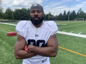 Running back William Powell was taking first-team reps for the Ottawa Redblacks during Sunday's practice at Carleton University.