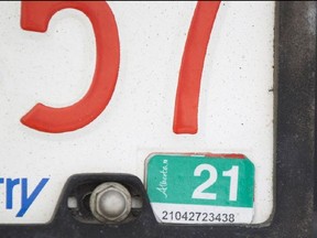 A license plate sticker.